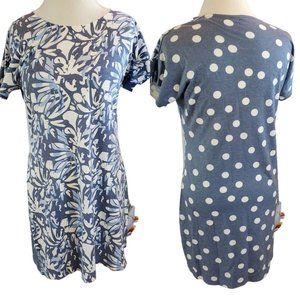 Whimsy Rose French Terry Casual Tropical Polka Dot Shift Dress USA Made Sz Large